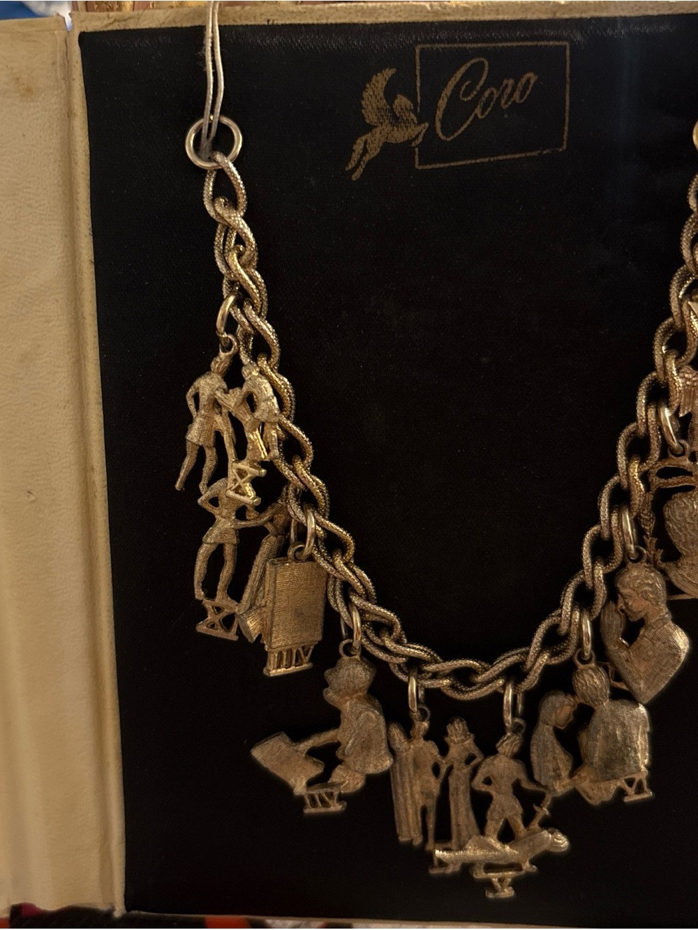 Vintage Coro Ten Commandments Charm Bracelet with Original Folder